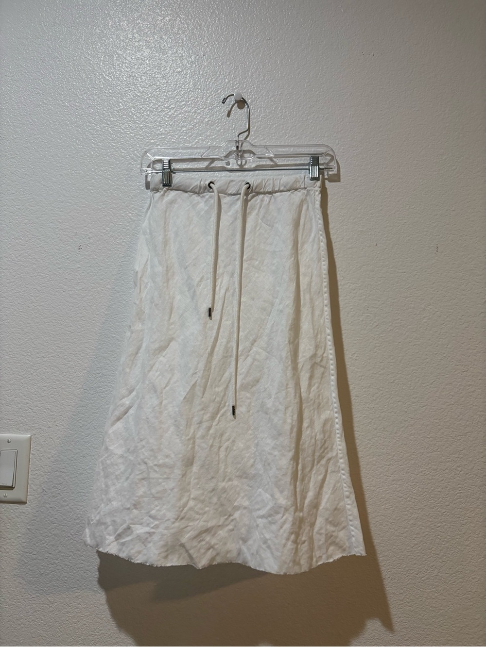 James Perse Cream Midi Drawstring Skirt